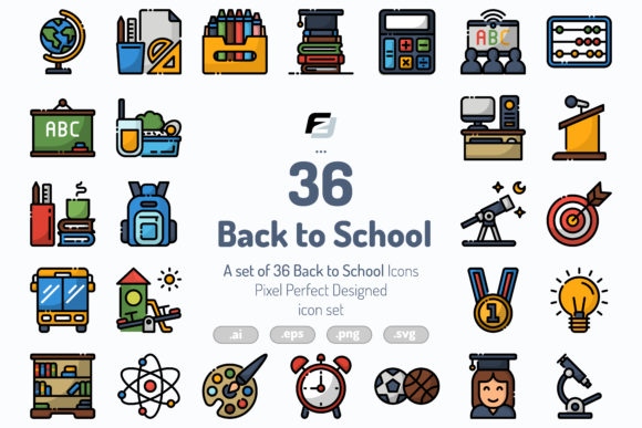 36 Back to School Icons: A Versatile Toolkit for Educational Design
