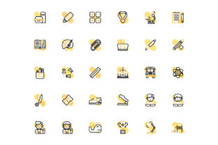 Back to School Day Shape Icon Set for Professional Projects