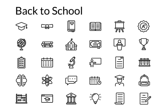 Back to School Icon Set with Line Style